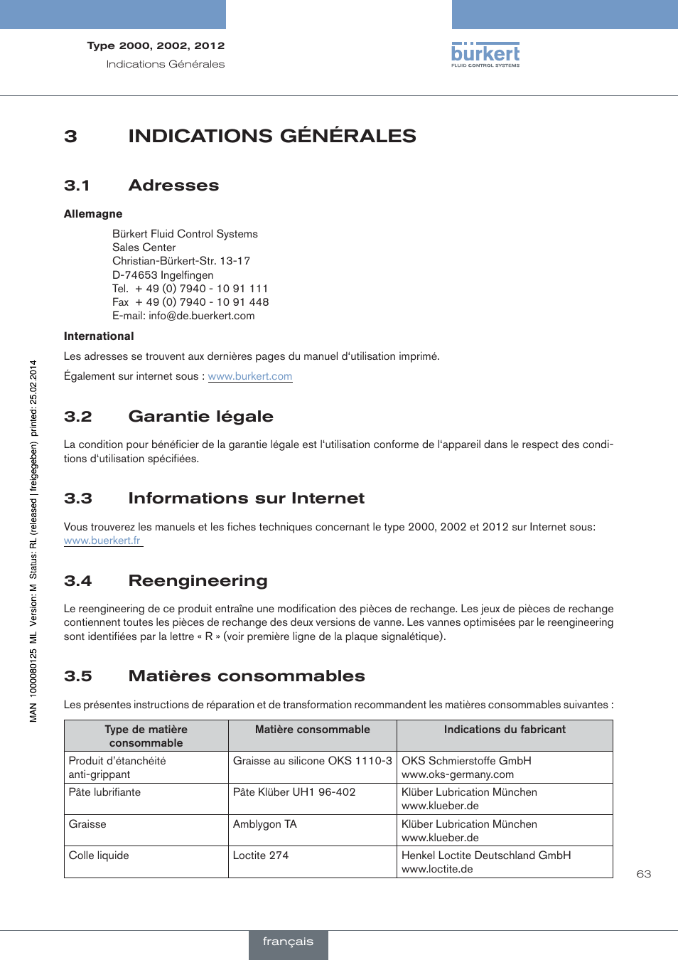 Burkert Type 2012 User Manual | Page 63 / 88