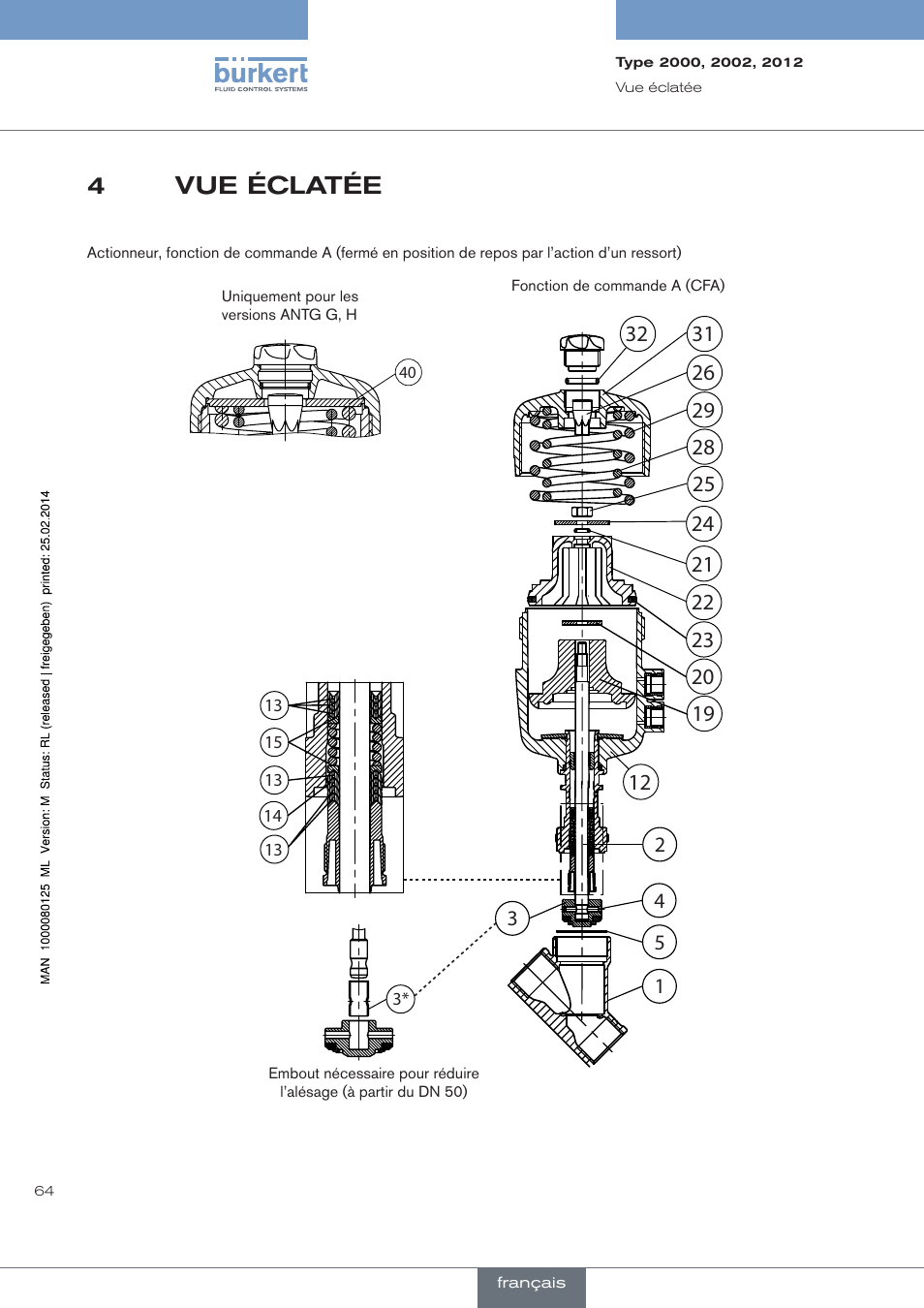 Vue éclatée, 4vue éclatée | Burkert Type 2012 User Manual | Page 64 / 88