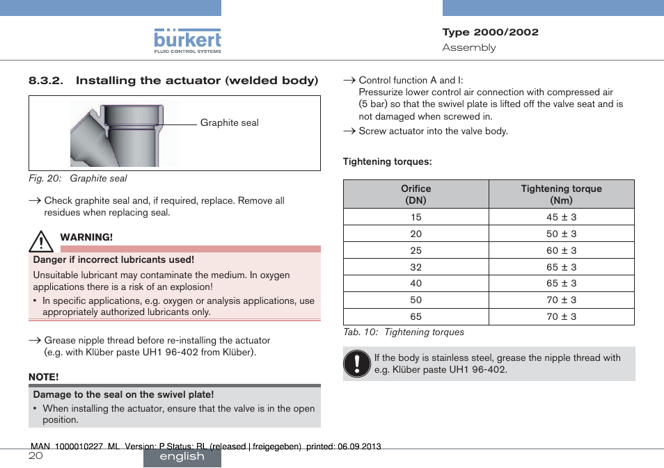 Burkert Type 2002 User Manual | Page 20 / 87