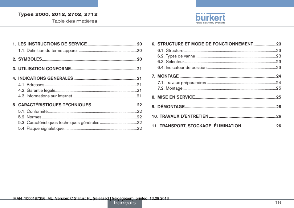 Français | Burkert Type 2712 User Manual | Page 19 / 28