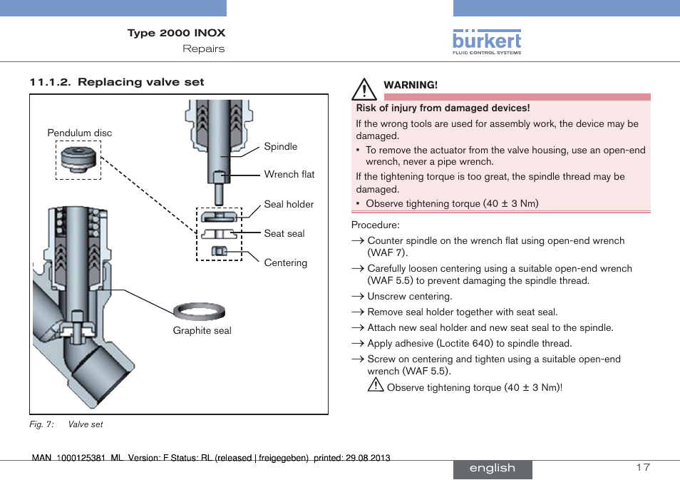 Burkert Type 2000 User Manual | Page 17 / 62