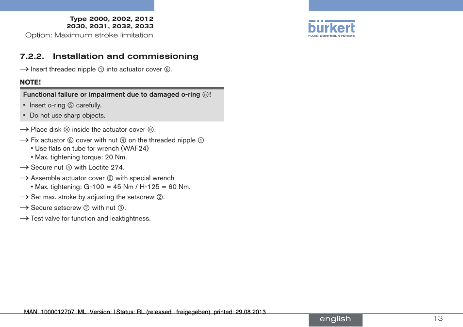 Burkert Type 2033 User Manual | Page 13 / 88