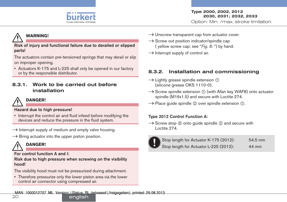 Burkert Type 2033 User Manual | Page 20 / 88