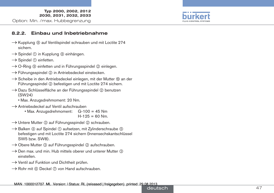 Burkert Type 2033 User Manual | Page 47 / 88