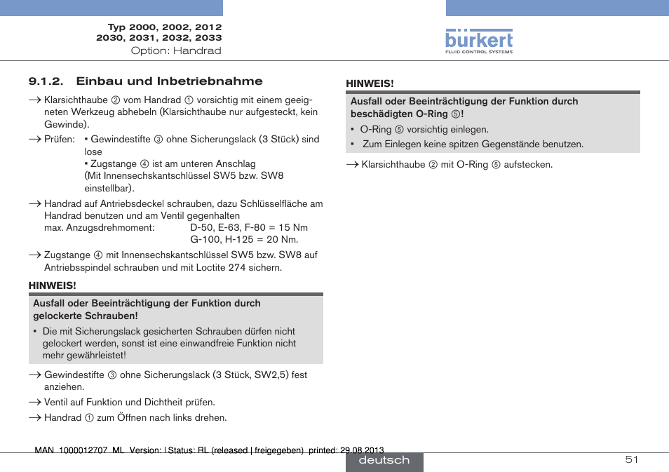 Burkert Type 2033 User Manual | Page 51 / 88