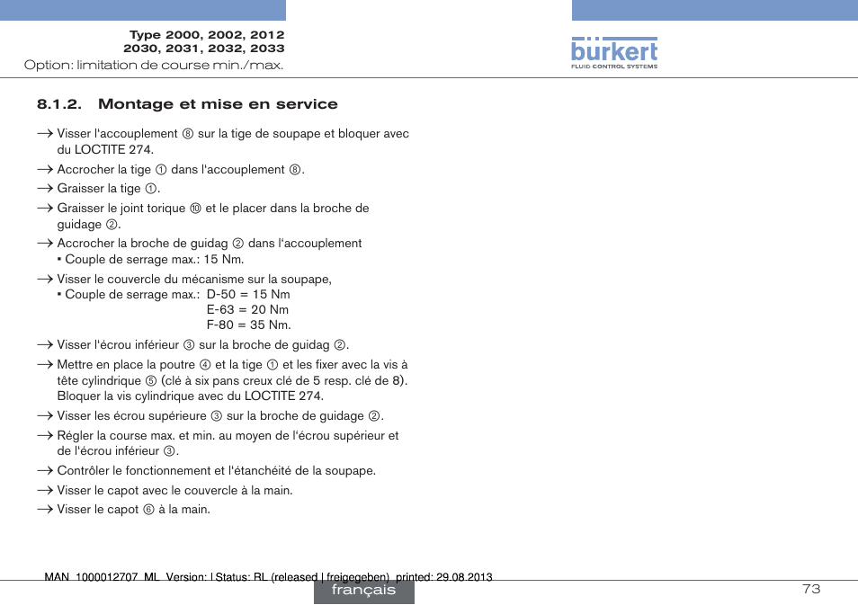 Burkert Type 2033 User Manual | Page 73 / 88