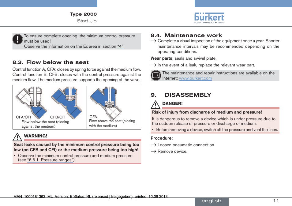 Disassembly, And “8.3”) | Burkert Type 2000 User Manual | Page 11 / 34