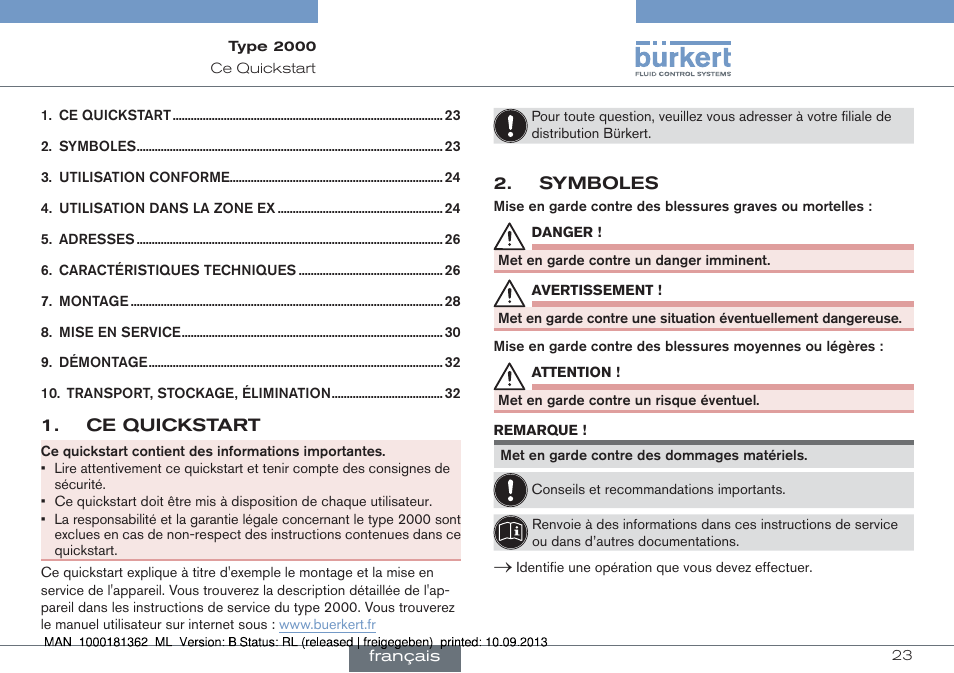 Français | Burkert Type 2000 User Manual | Page 23 / 34