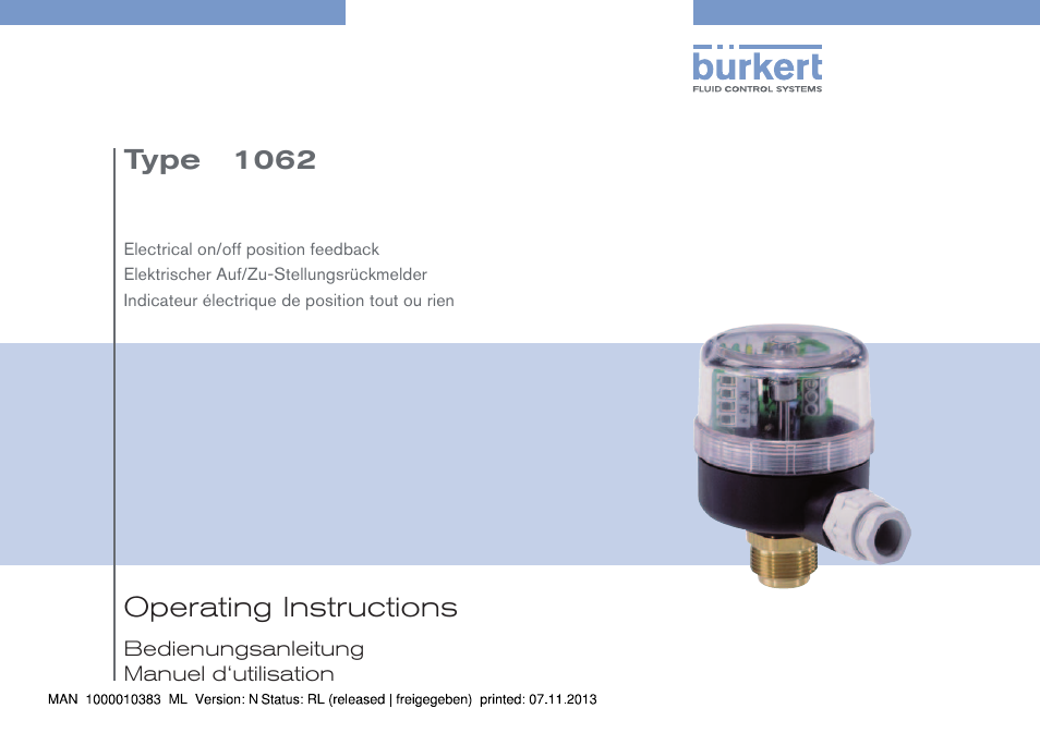 Burkert Type 1062 User Manual | 112 pages