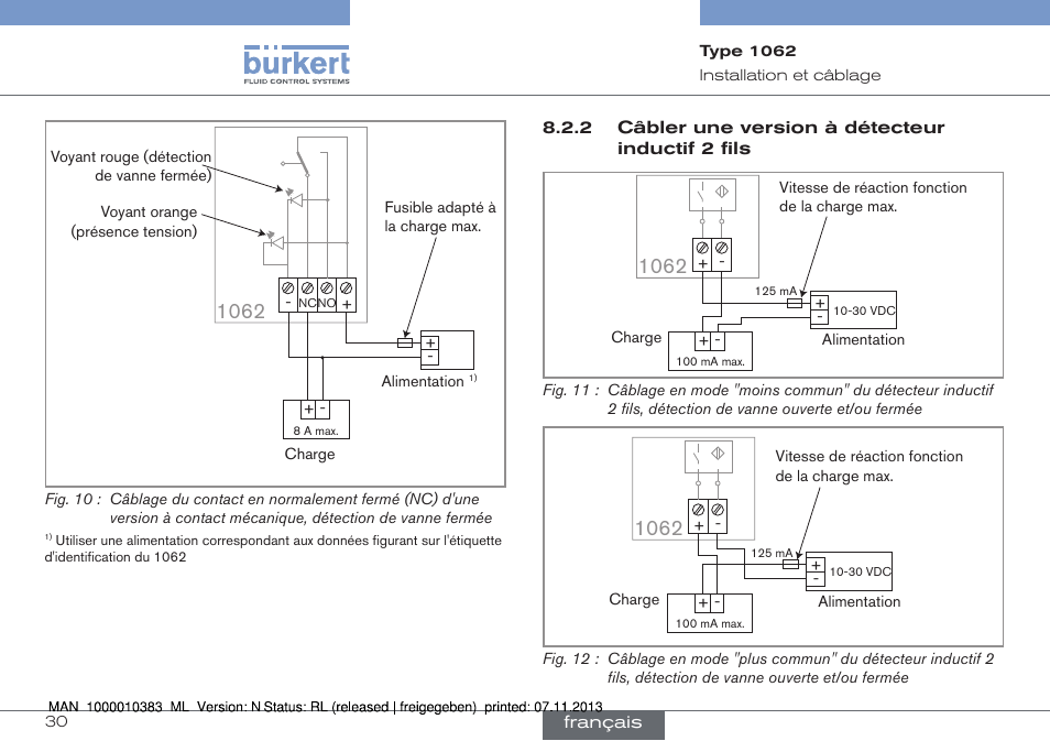 Câbler une version à détecteur inductif 2 fils | Burkert Type 1062 User Manual | Page 102 / 112