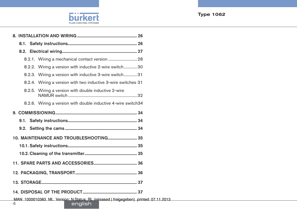 Burkert Type 1062 User Manual | Page 4 / 112