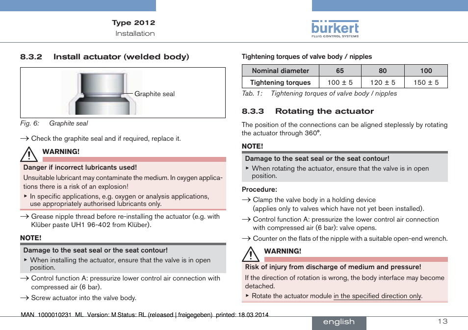 Burkert Type 2012 User Manual | Page 13 / 58