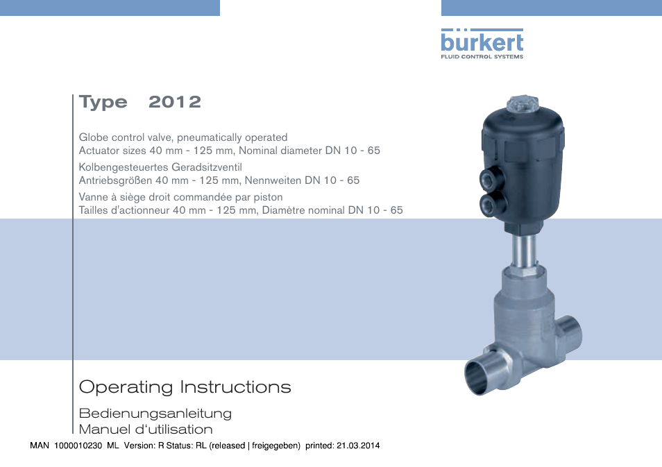 Burkert Type 2012 User Manual | 70 pages