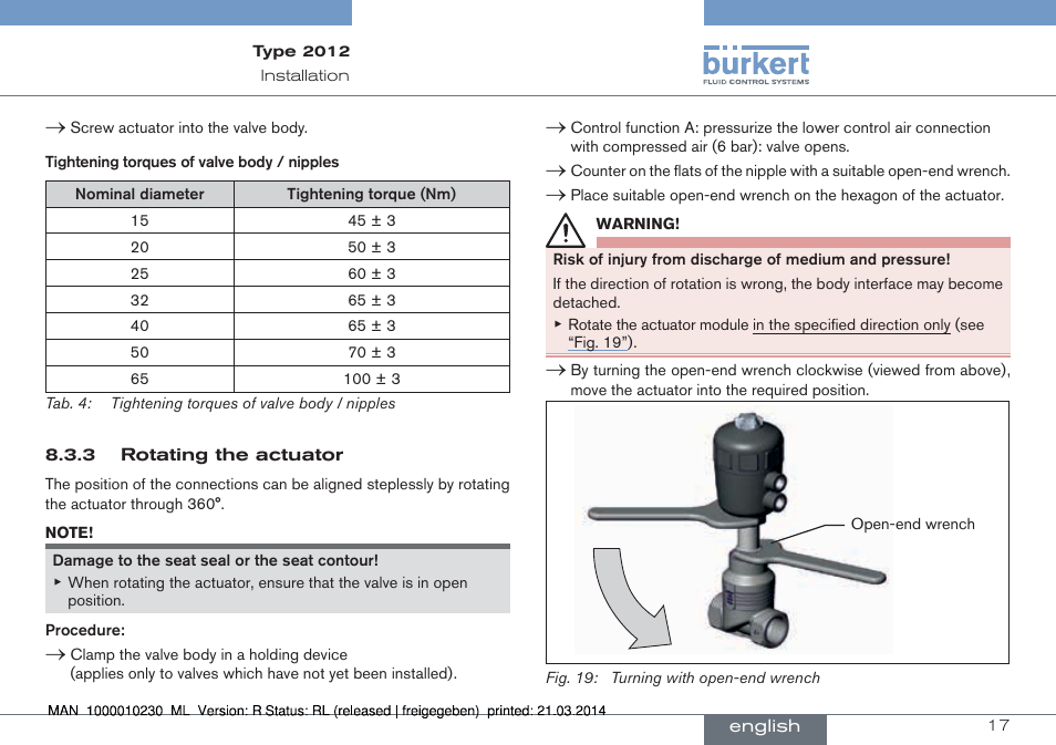 Burkert Type 2012 User Manual | Page 17 / 70