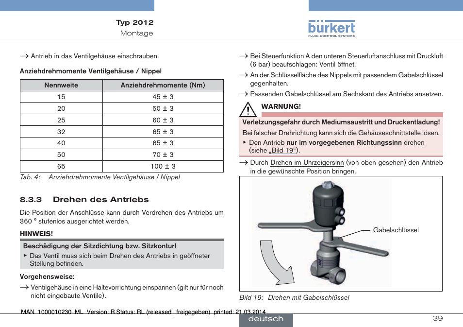 Burkert Type 2012 User Manual | Page 39 / 70