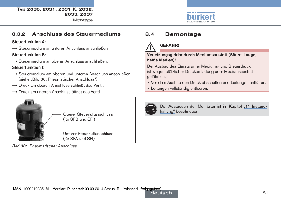 4 demontage | Burkert Type 2037 User Manual | Page 61 / 106