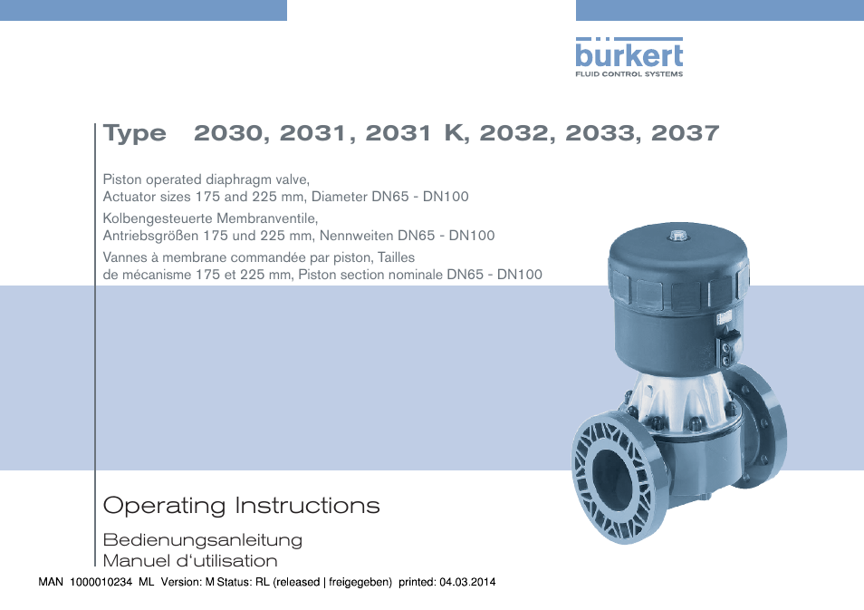 Burkert Type 2037 User Manual | 82 pages