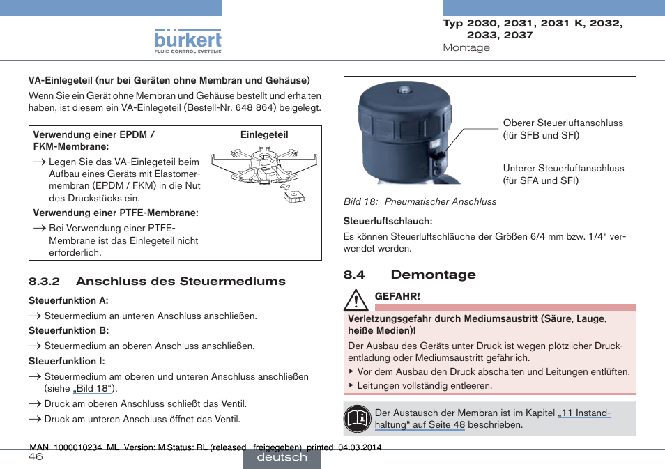 4 demontage | Burkert Type 2037 User Manual | Page 46 / 82