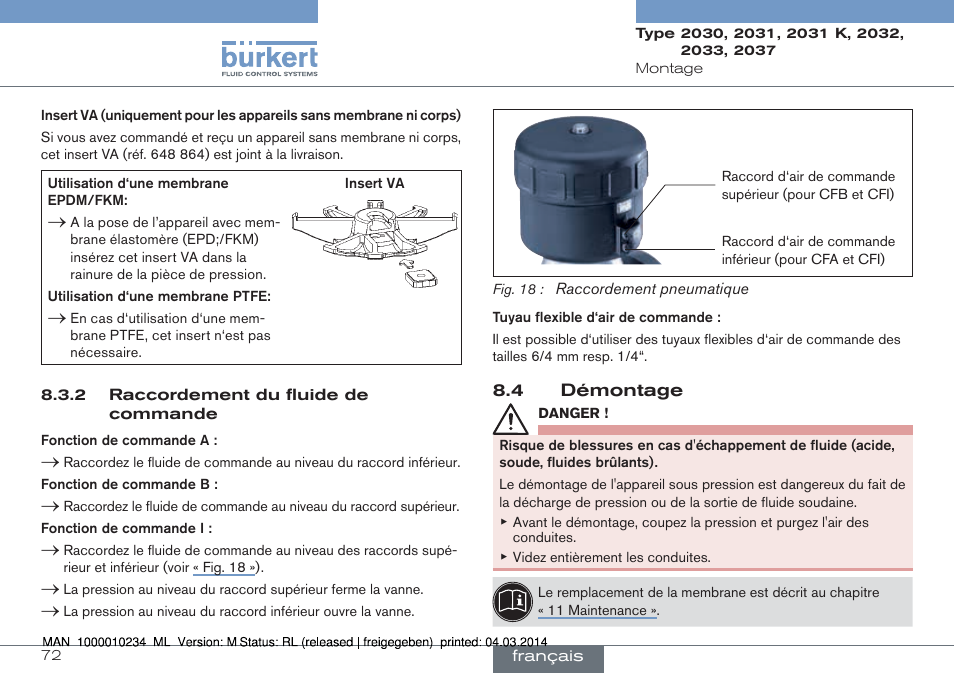 4 démontage | Burkert Type 2037 User Manual | Page 72 / 82
