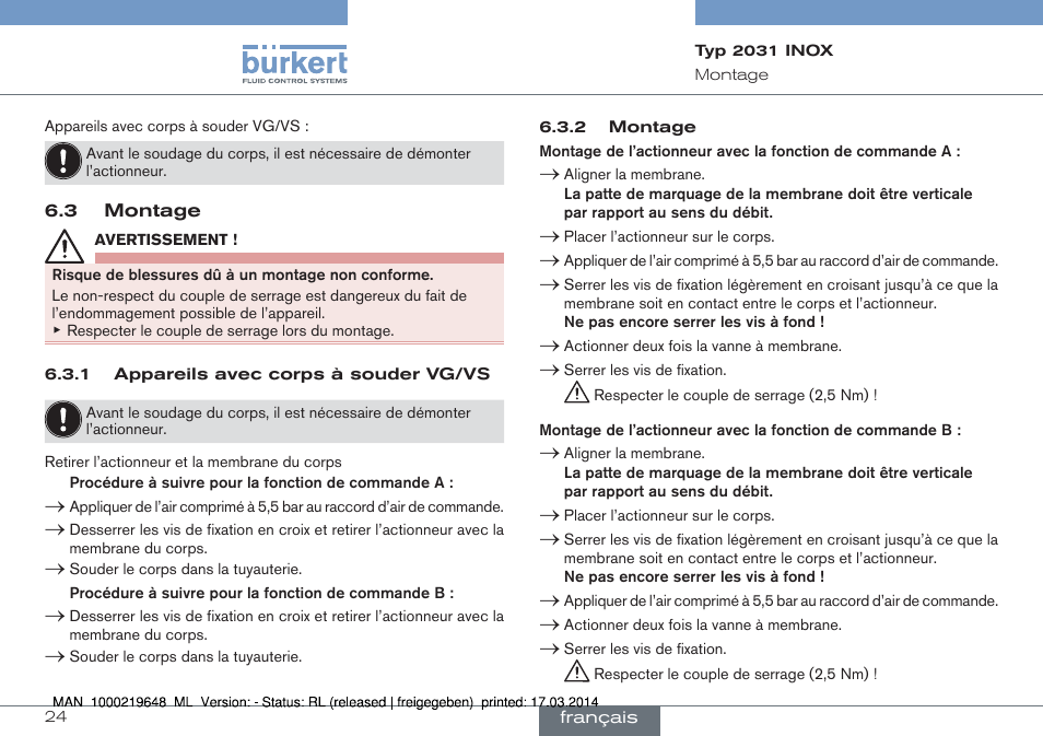 Burkert Type 2031 User Manual | Page 24 / 28
