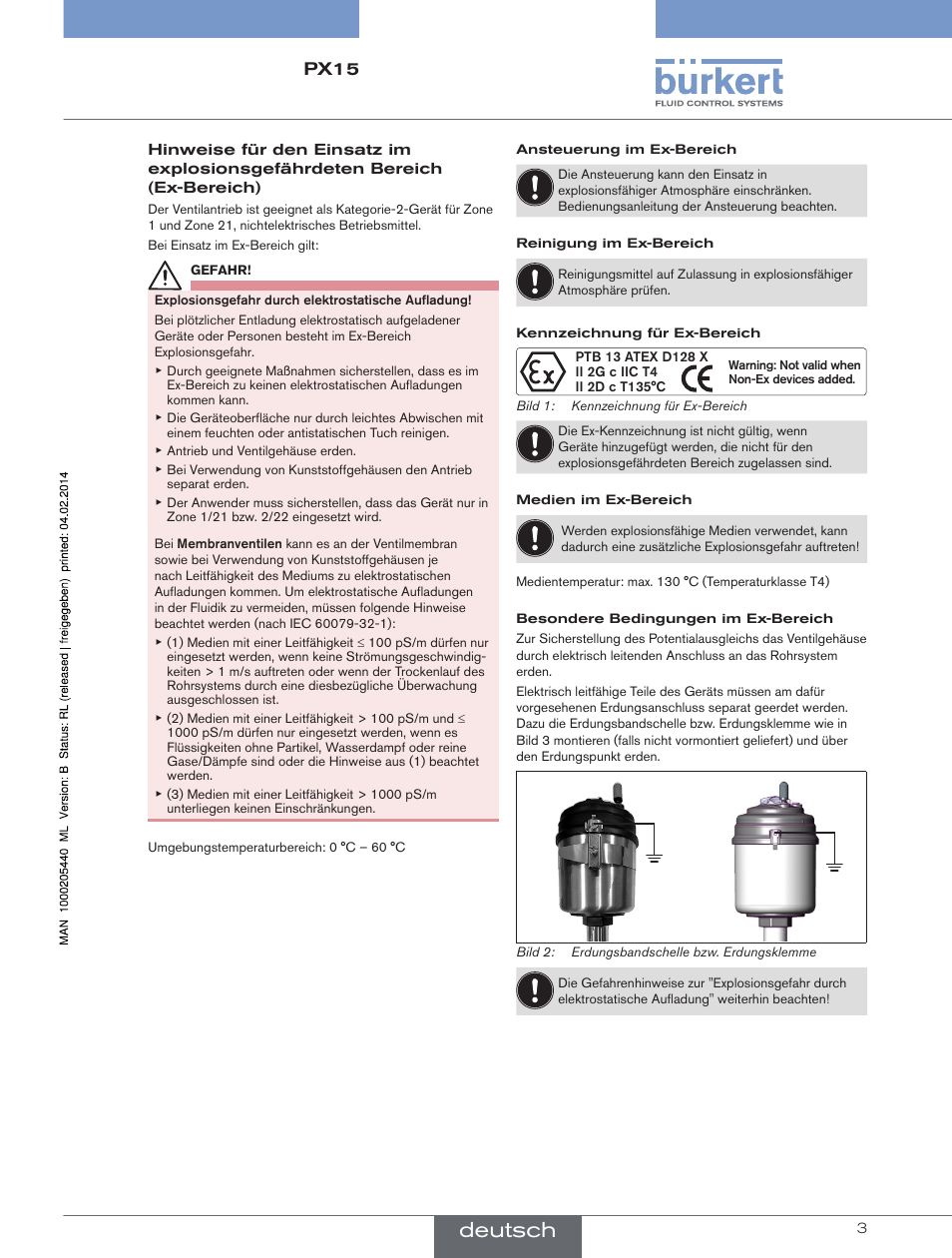 Deutsch, Px15 | Burkert Type 2301 User Manual | Page 3 / 4