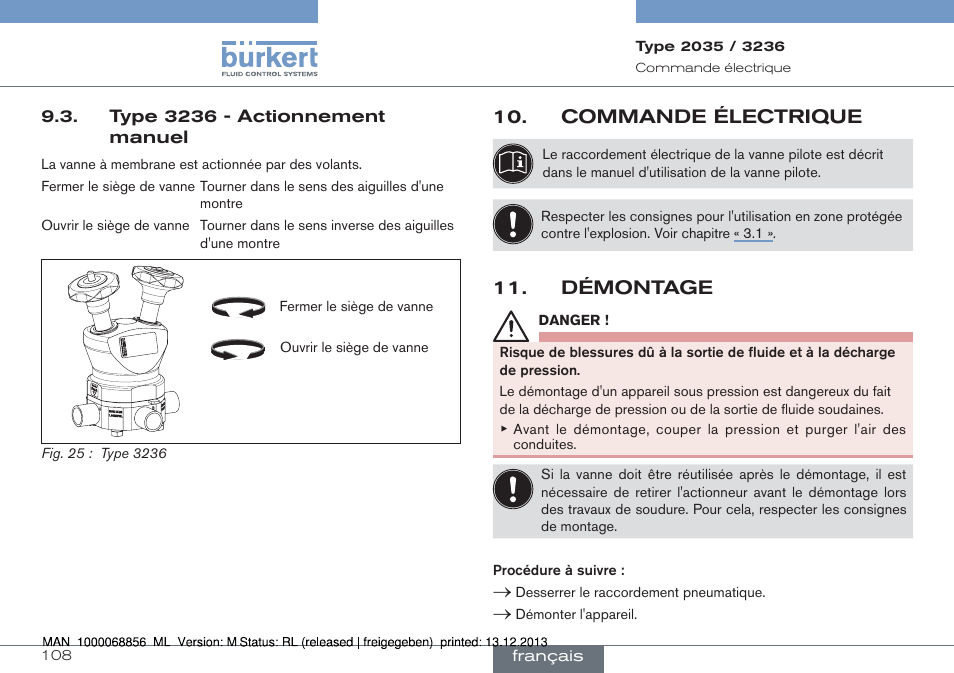 Commande électrique, Démontage | Burkert Type 3236 User Manual | Page 108 / 124