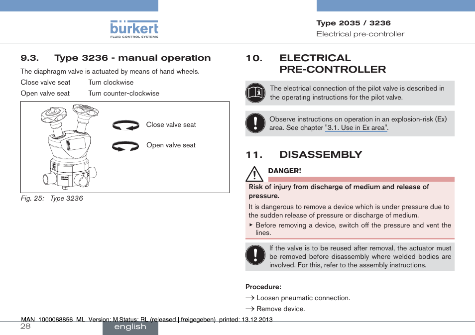 Electrical pre-controller, Disassembly | Burkert Type 3236 User Manual | Page 28 / 124