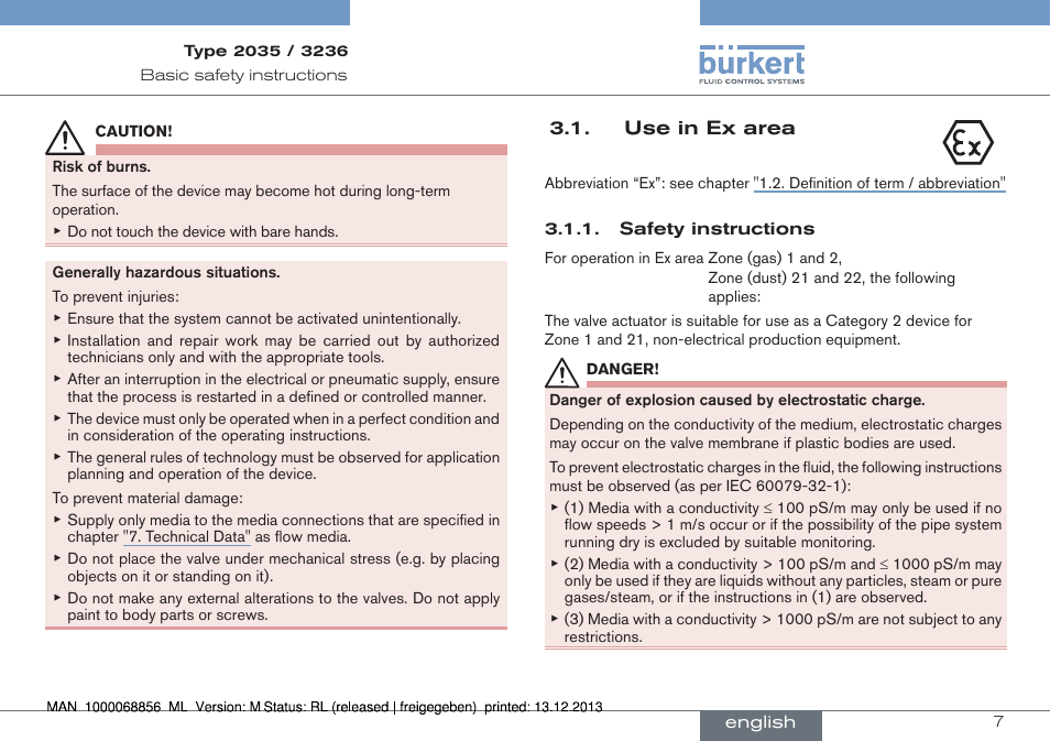 Burkert Type 3236 User Manual | Page 7 / 124