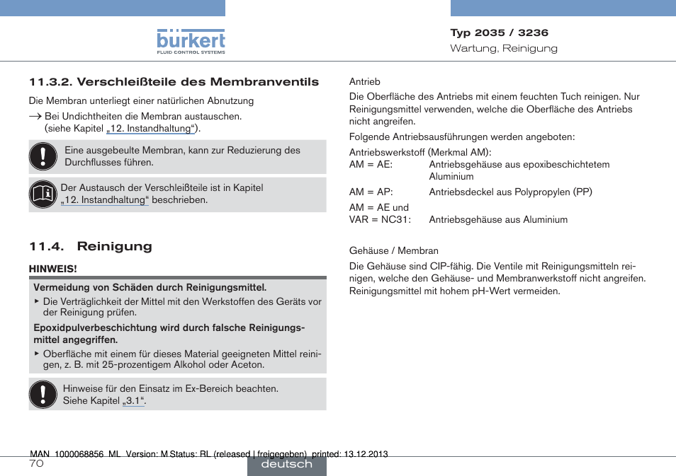 Burkert Type 3236 User Manual | Page 70 / 124