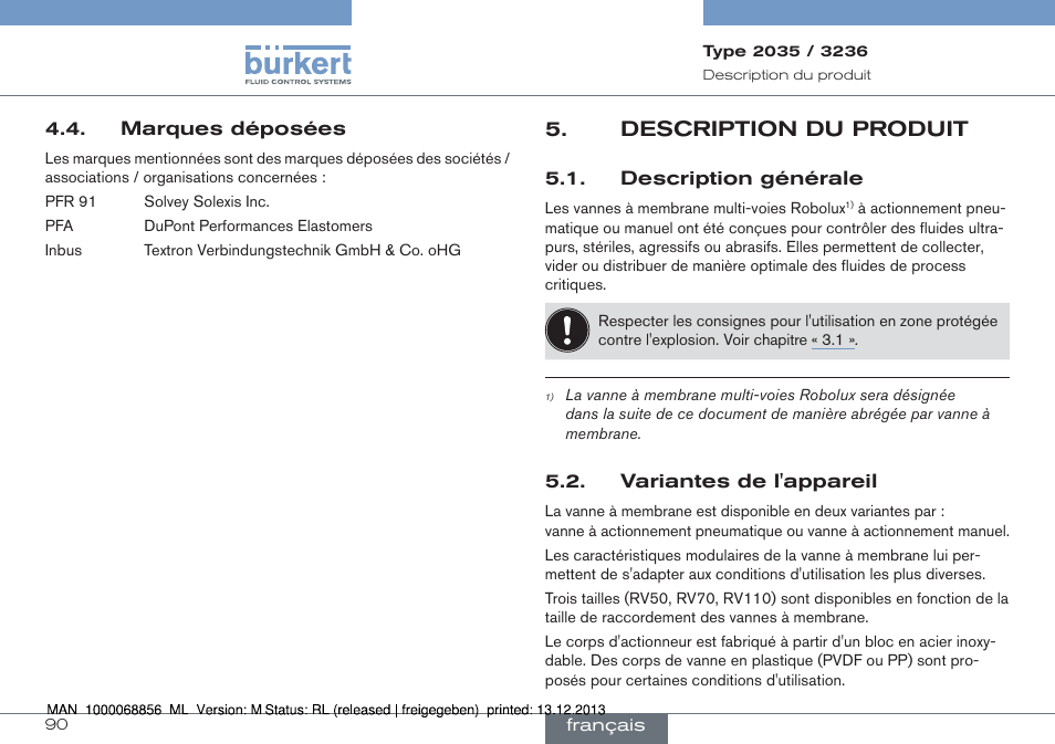 Description du produit | Burkert Type 3236 User Manual | Page 90 / 124