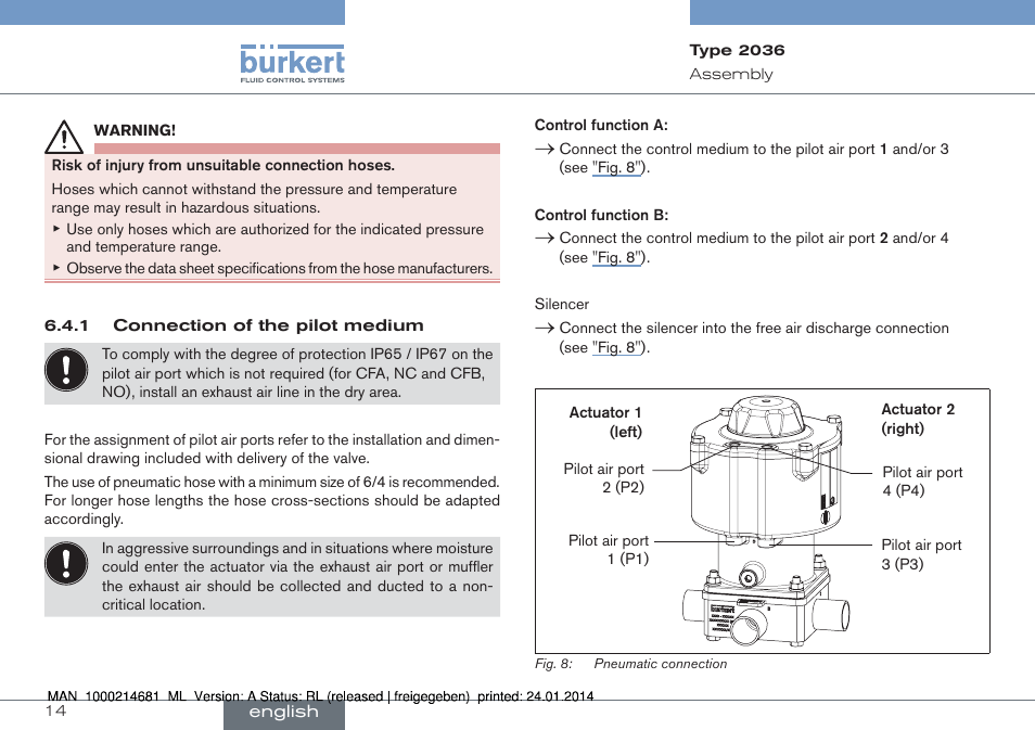 Burkert Type 2036 User Manual | Page 14 / 52