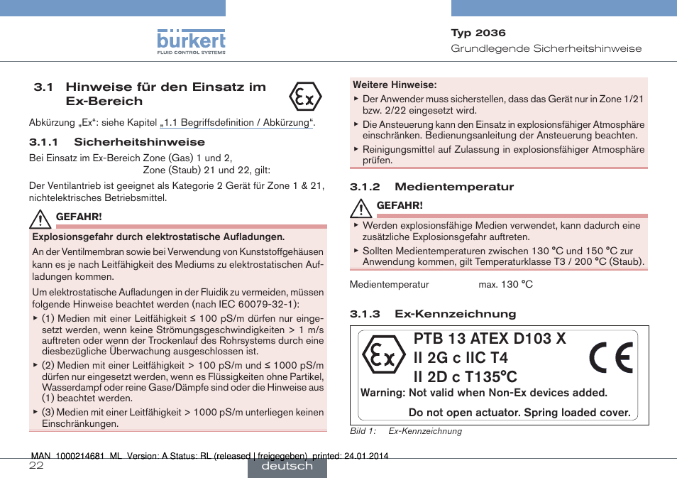 Burkert Type 2036 User Manual | Page 22 / 52