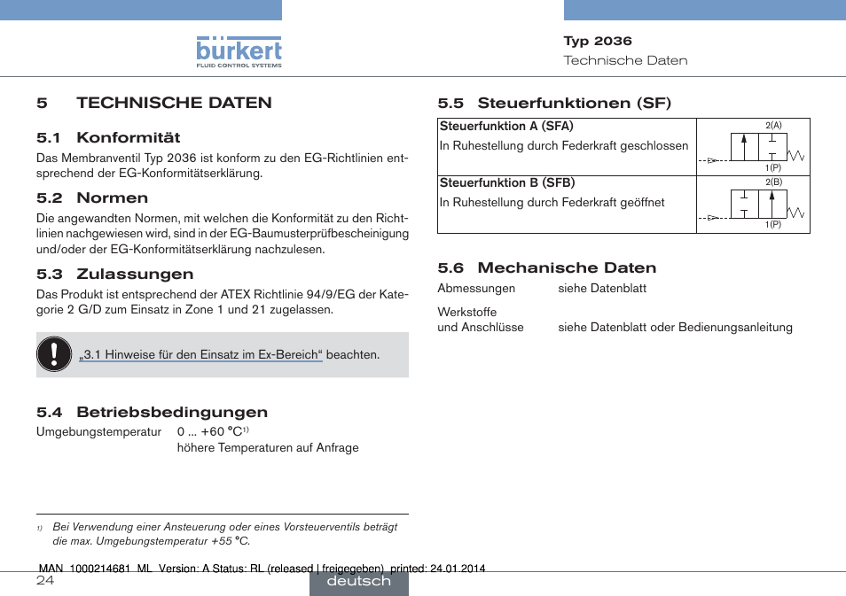 Burkert Type 2036 User Manual | Page 24 / 52