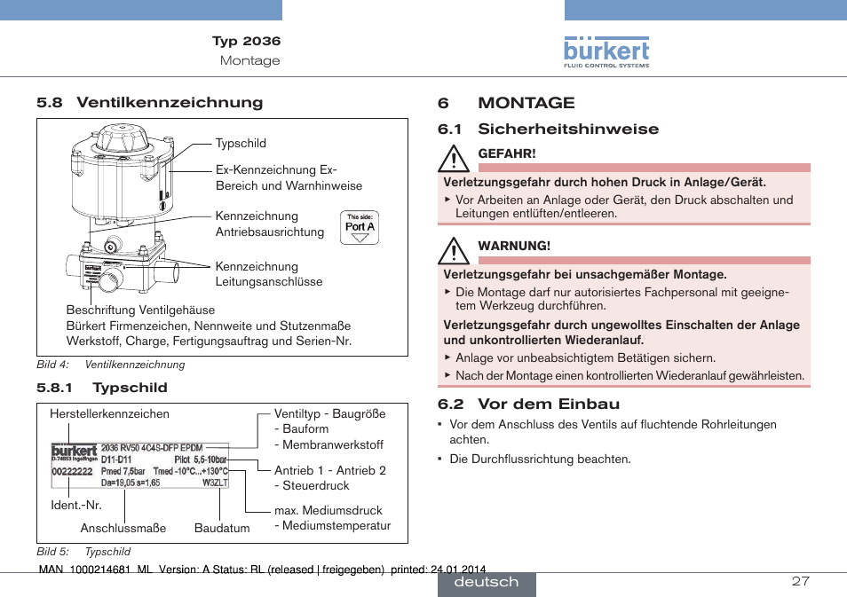 Burkert Type 2036 User Manual | Page 27 / 52