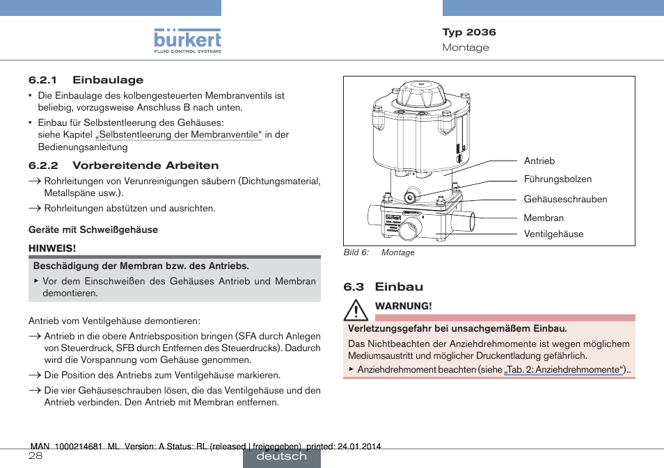 Burkert Type 2036 User Manual | Page 28 / 52