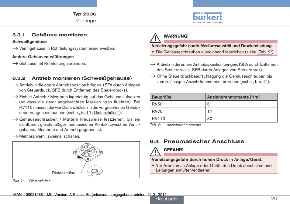 Burkert Type 2036 User Manual | Page 29 / 52