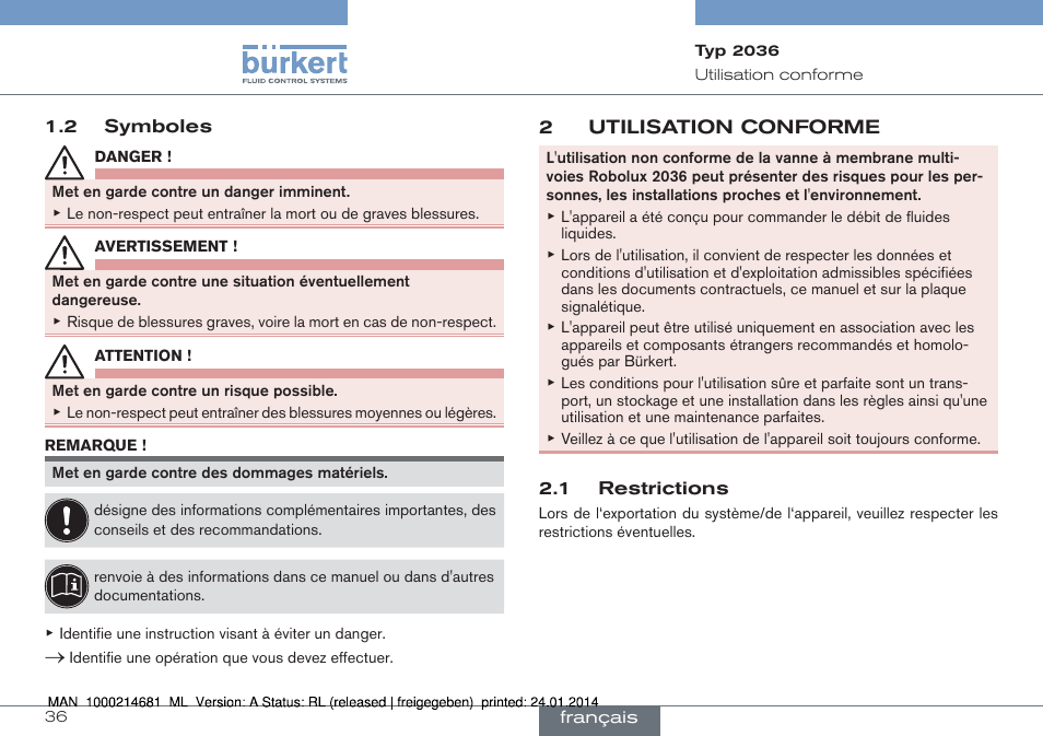 Burkert Type 2036 User Manual | Page 36 / 52