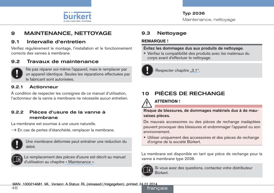 Burkert Type 2036 User Manual | Page 48 / 52