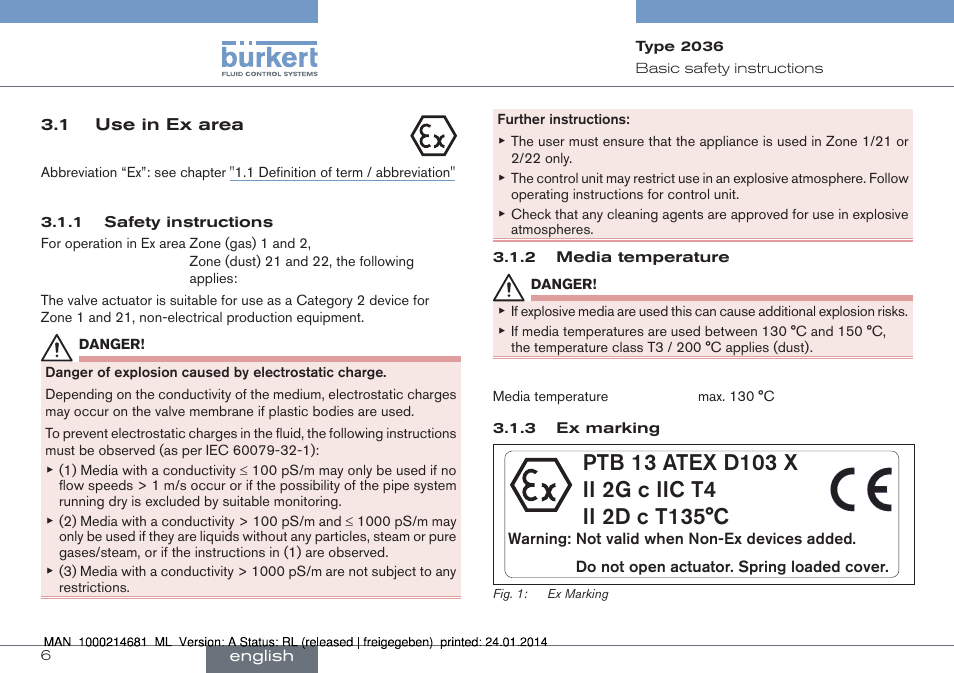 Burkert Type 2036 User Manual | Page 6 / 52