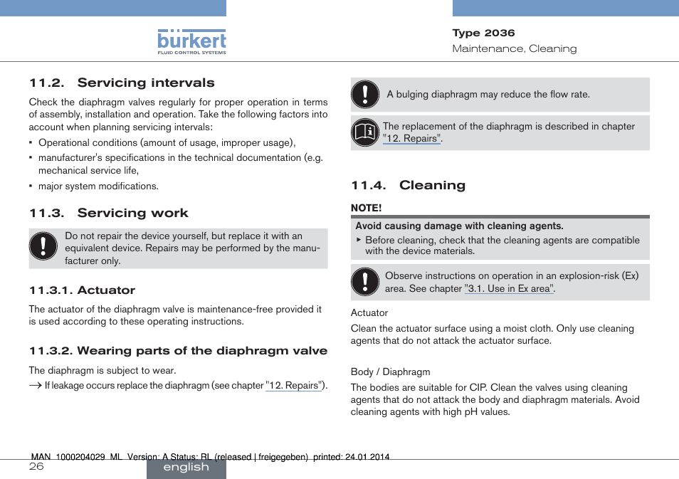 Burkert Type 2036 User Manual | Page 26 / 94