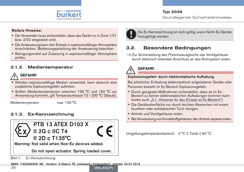 Burkert Type 2036 User Manual | Page 38 / 94