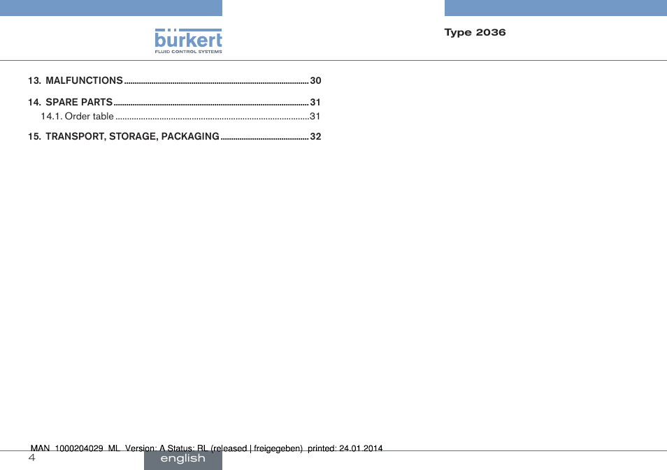 Burkert Type 2036 User Manual | Page 4 / 94