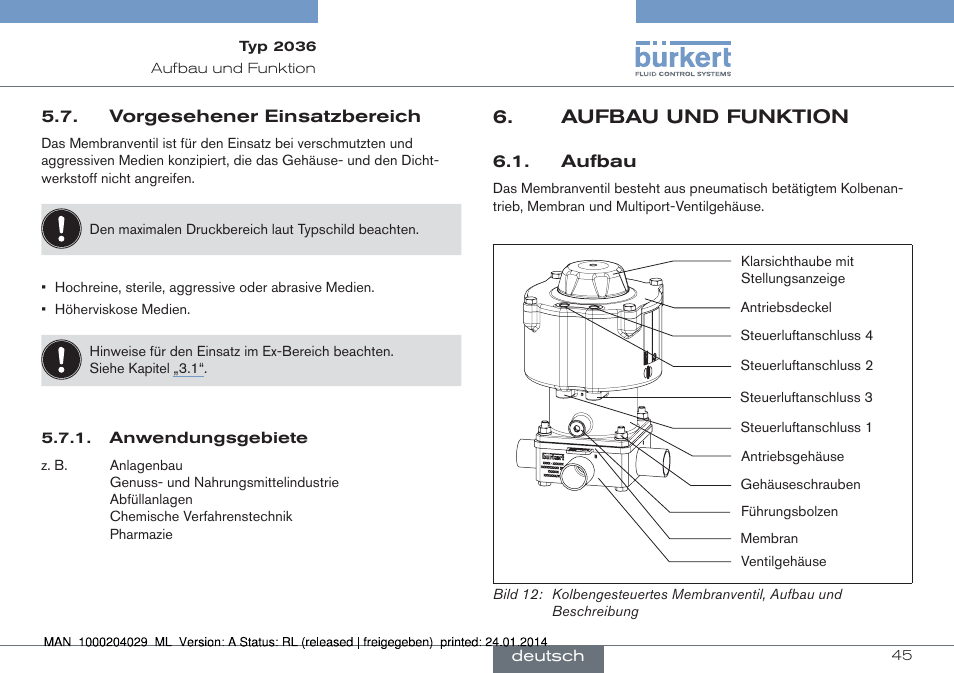 Aufbau und funktion | Burkert Type 2036 User Manual | Page 45 / 94