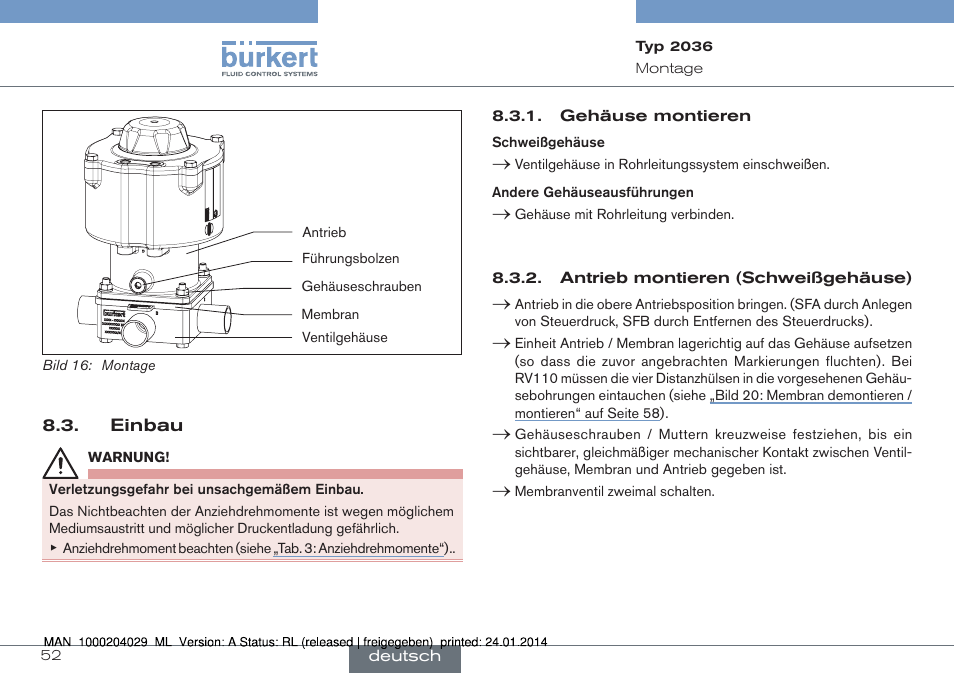 Burkert Type 2036 User Manual | Page 52 / 94