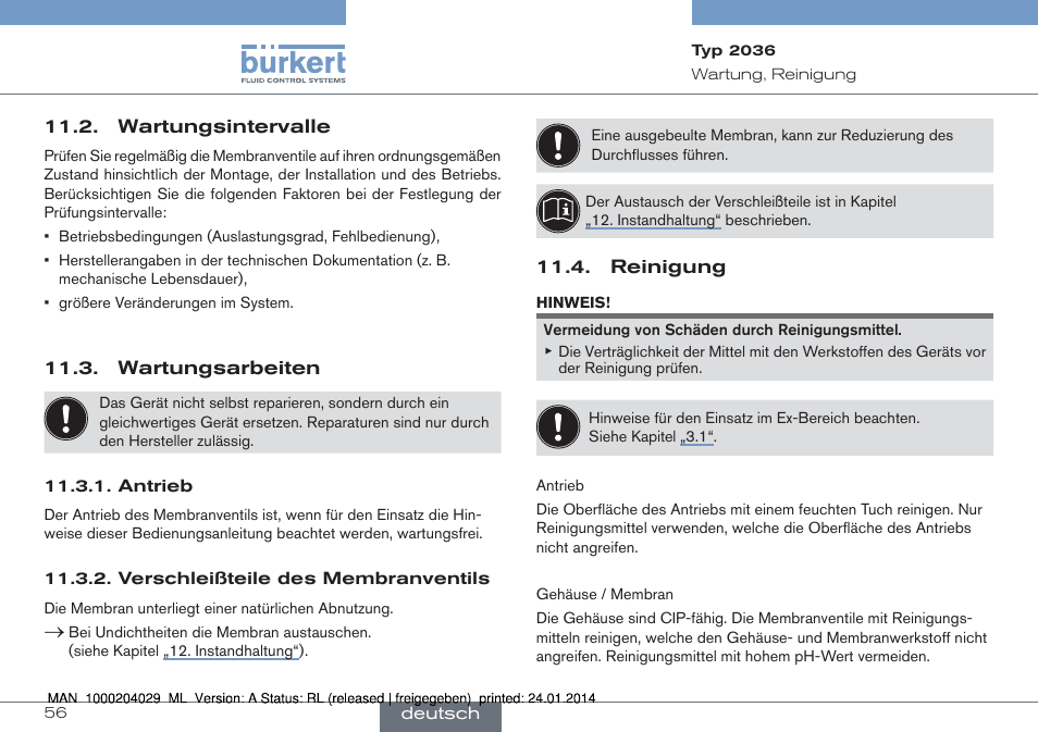 Burkert Type 2036 User Manual | Page 56 / 94