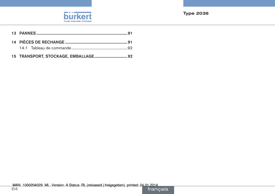 Burkert Type 2036 User Manual | Page 64 / 94