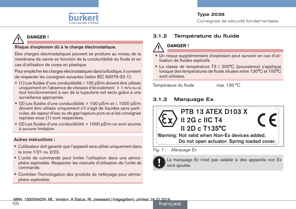 Burkert Type 2036 User Manual | Page 68 / 94