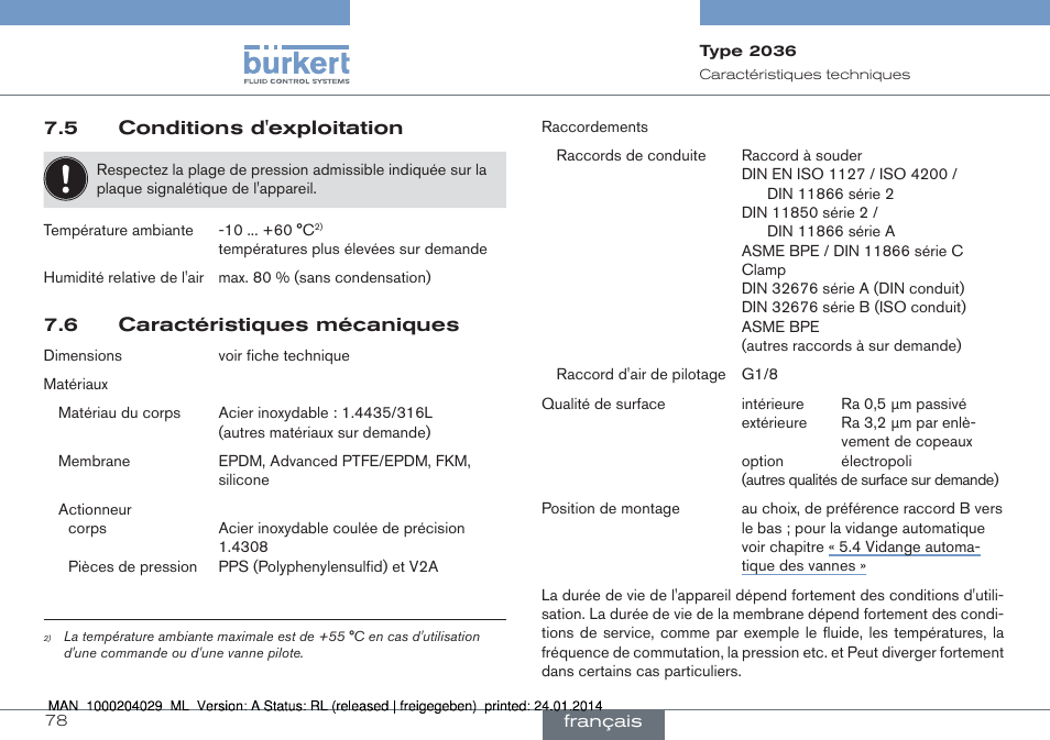 Burkert Type 2036 User Manual | Page 78 / 94