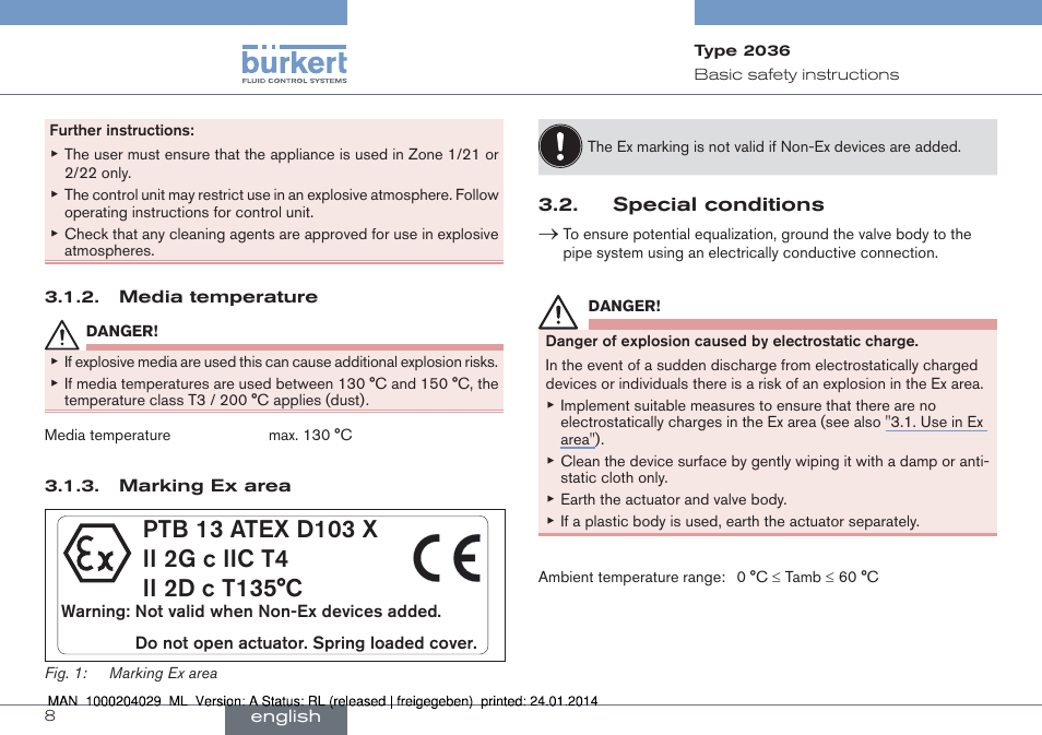 Burkert Type 2036 User Manual | Page 8 / 94