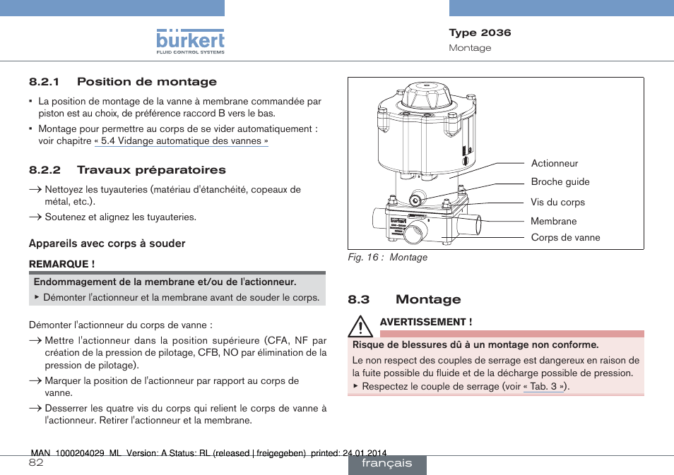 Burkert Type 2036 User Manual | Page 82 / 94